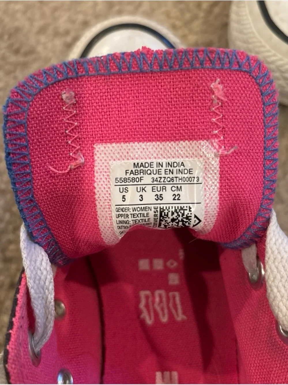 Converse Black Canvas Kids Sneakers with Pink Lining